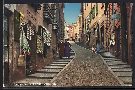 Ansichtskarten: AK Lugano, Via della Cattedrale – Gebraucht aus Berlin von bartko-reher