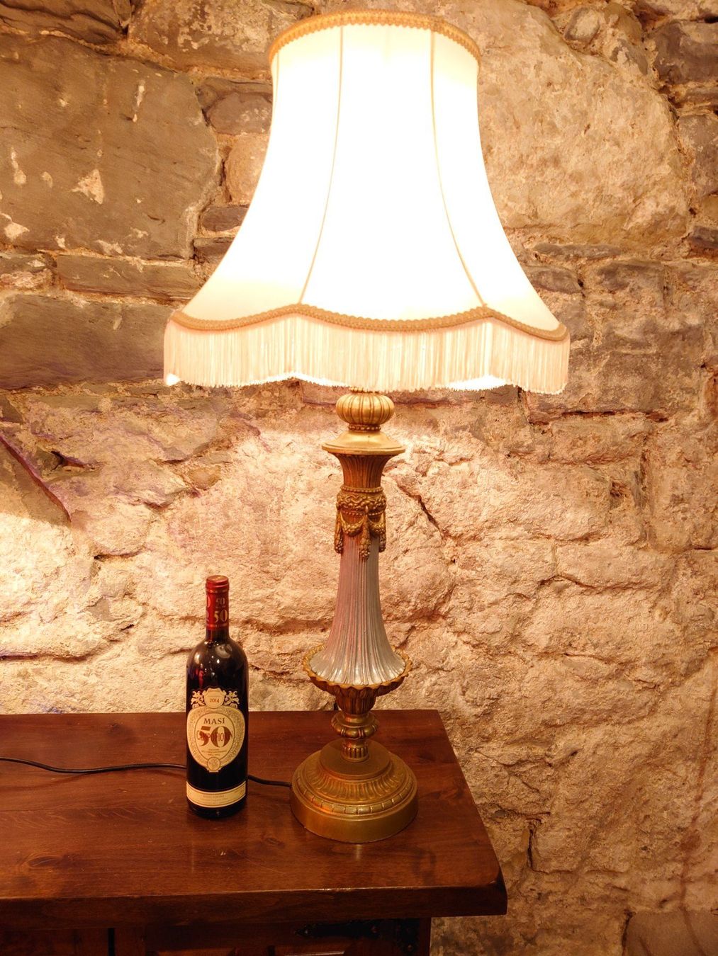 Lampade: Grosse exklusive Tischleuchte mit Seidenschirm um 1900 – Usato da Zürich venduto da Rst7 1