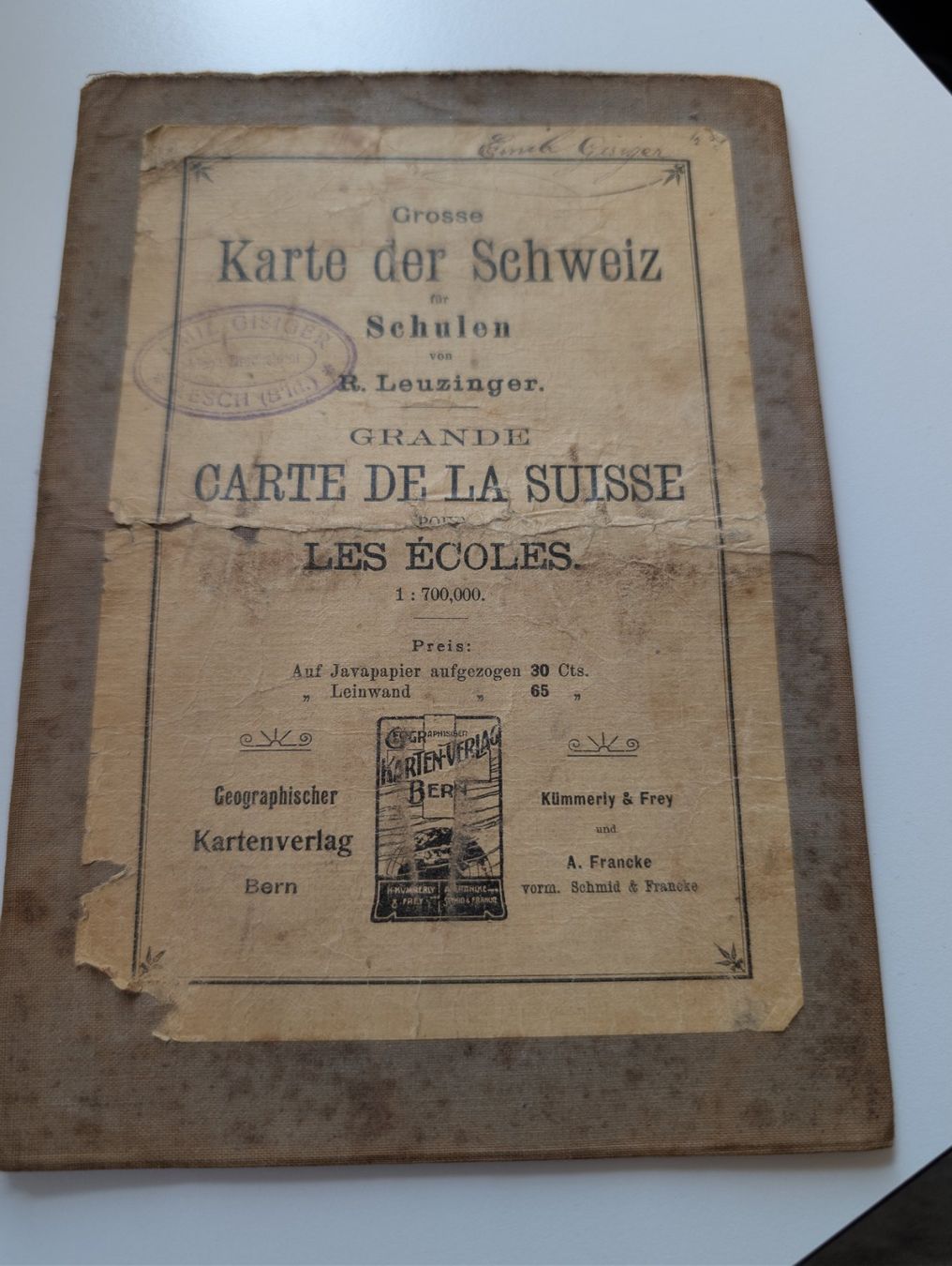 Cartine & Atlanti: Antike Schulkarte Schweiz – Usato da Wynau venduto da Zebrafurz