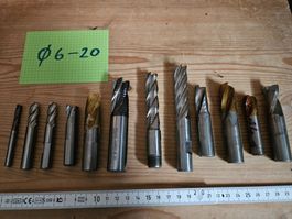 HSS Schaft-Fräser Set, Durchmesser 6-20mm