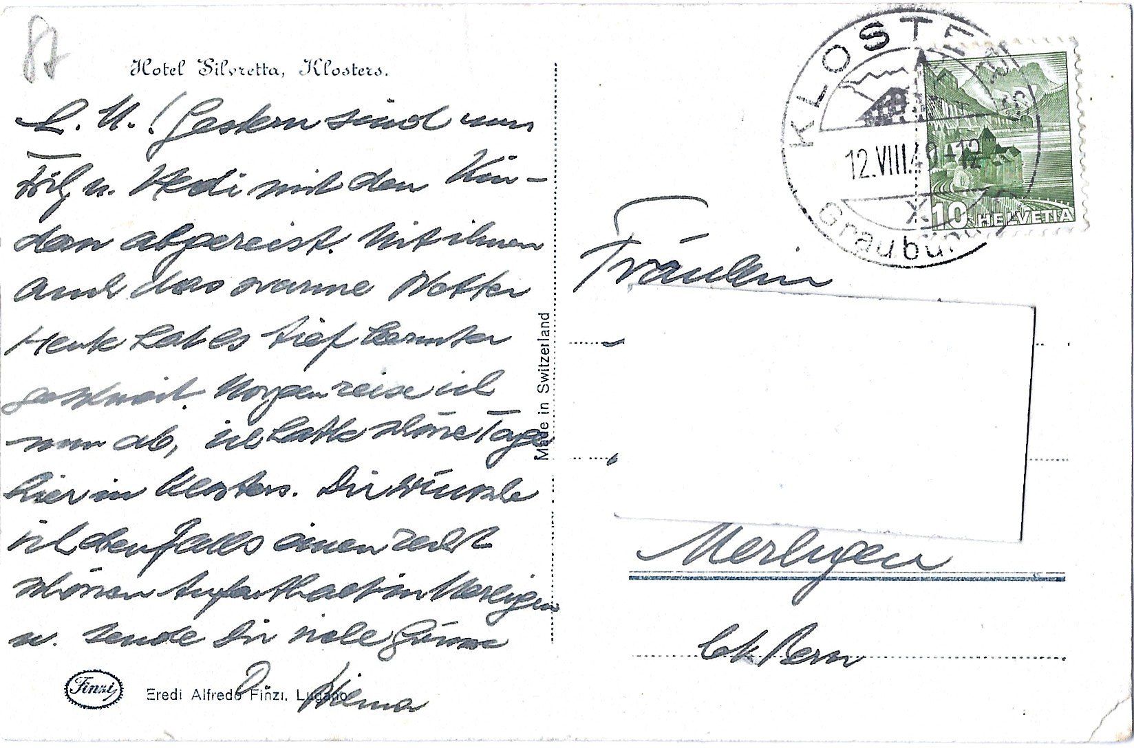 Cartes postales: 166    Klosters,  Hotel  Silvretta – D'occasion à Bütschwil par Jackson1A 1