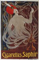 CIGARETTES SAPHIR ORIENTAL NUDE 1910 - Affiche originale