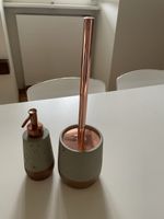 WC Buerste Behälter Seifenspender Beton Kupfer neu