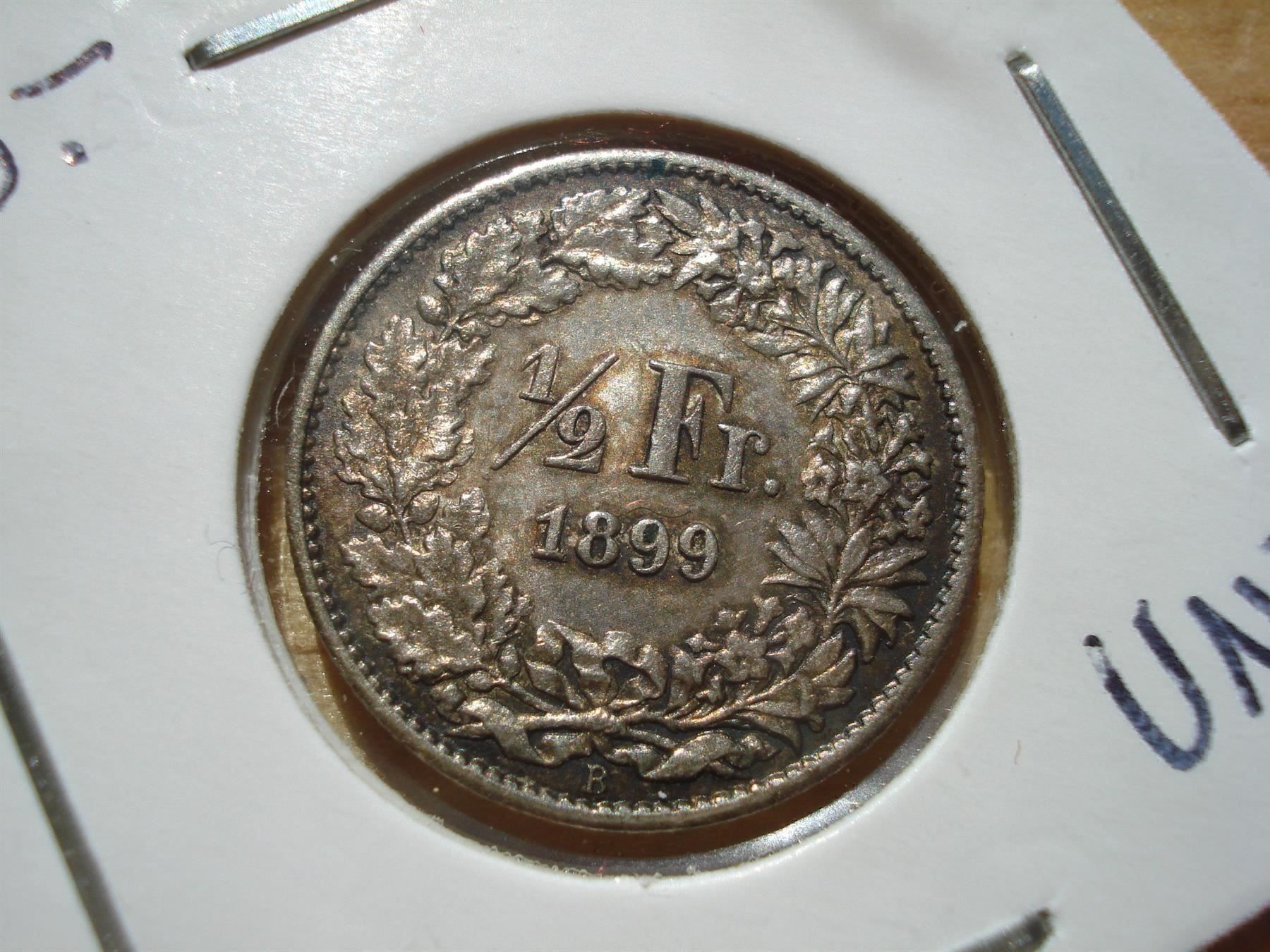 Tutti le monete: 1/2 Franken  1899   UNZ – Usato da Erlach venduto da Net-Coins
