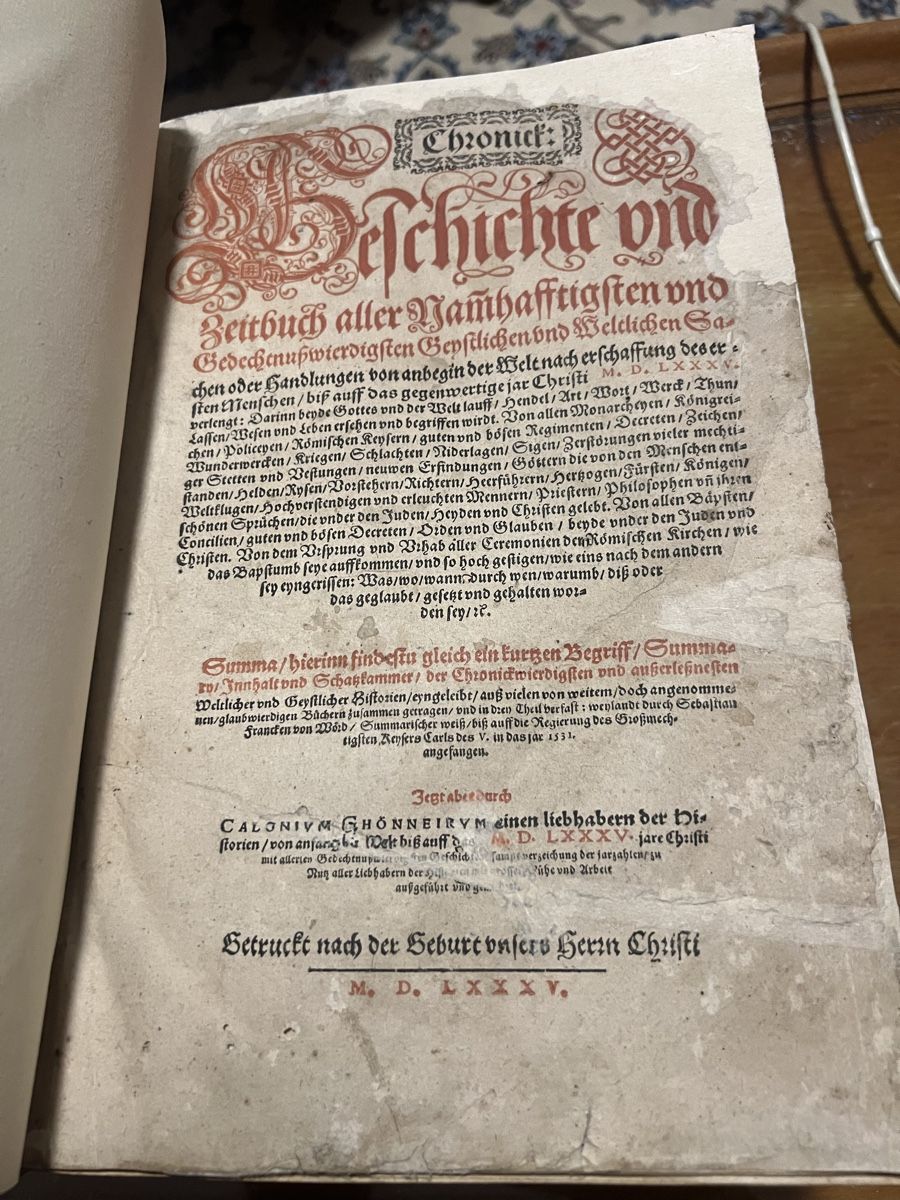 Libri:  Chronik der Welt 1585 Einband restauriert Basel – Usato da Oftringen venduto da Ramsesundosiris 1
