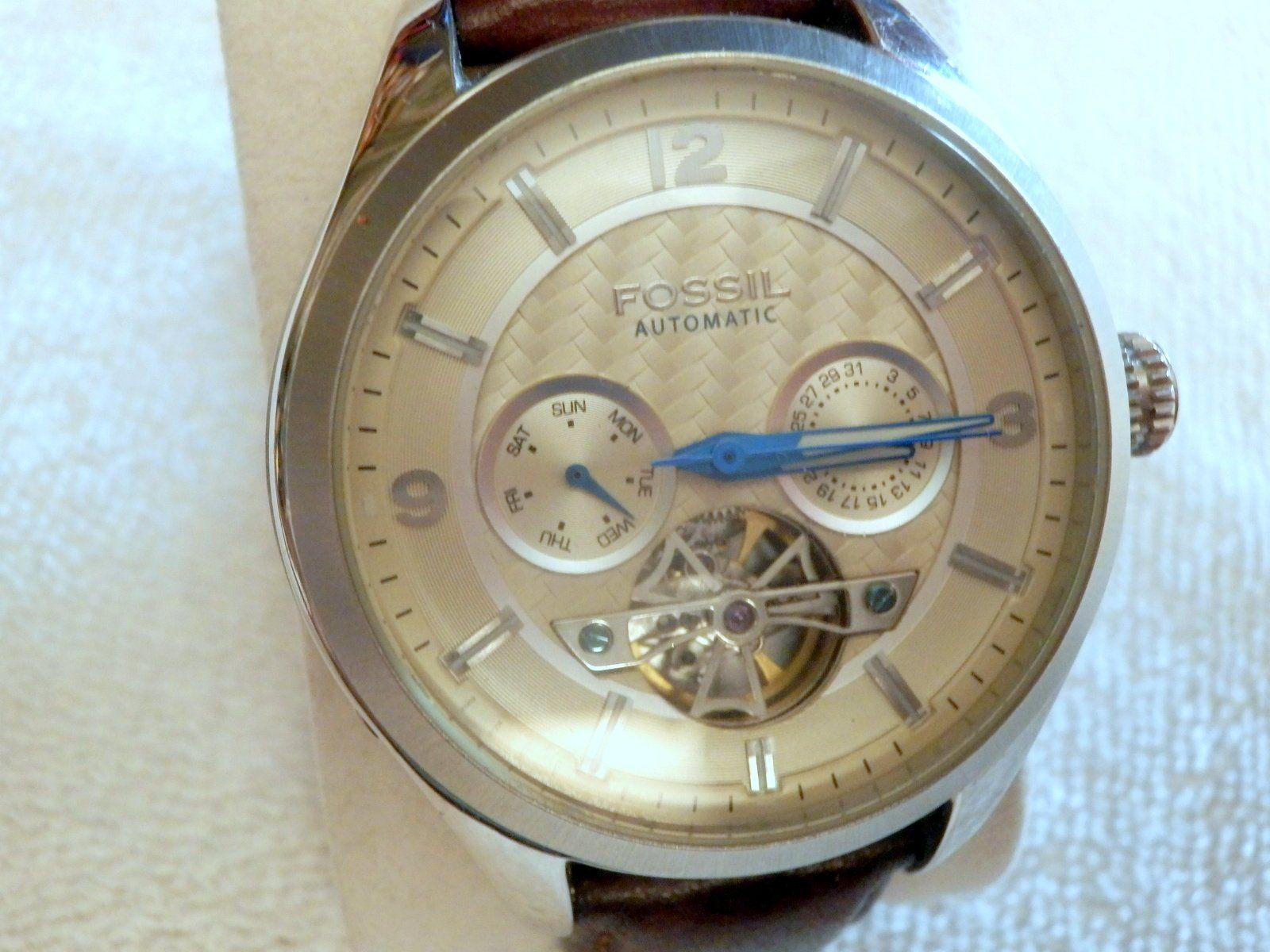 Fossil Uhren: Fossil, Automatic, Day Date, Glasboden mit Sicht auf Uhrwerk – Gebraucht aus Ueberstorf von dinbau 1