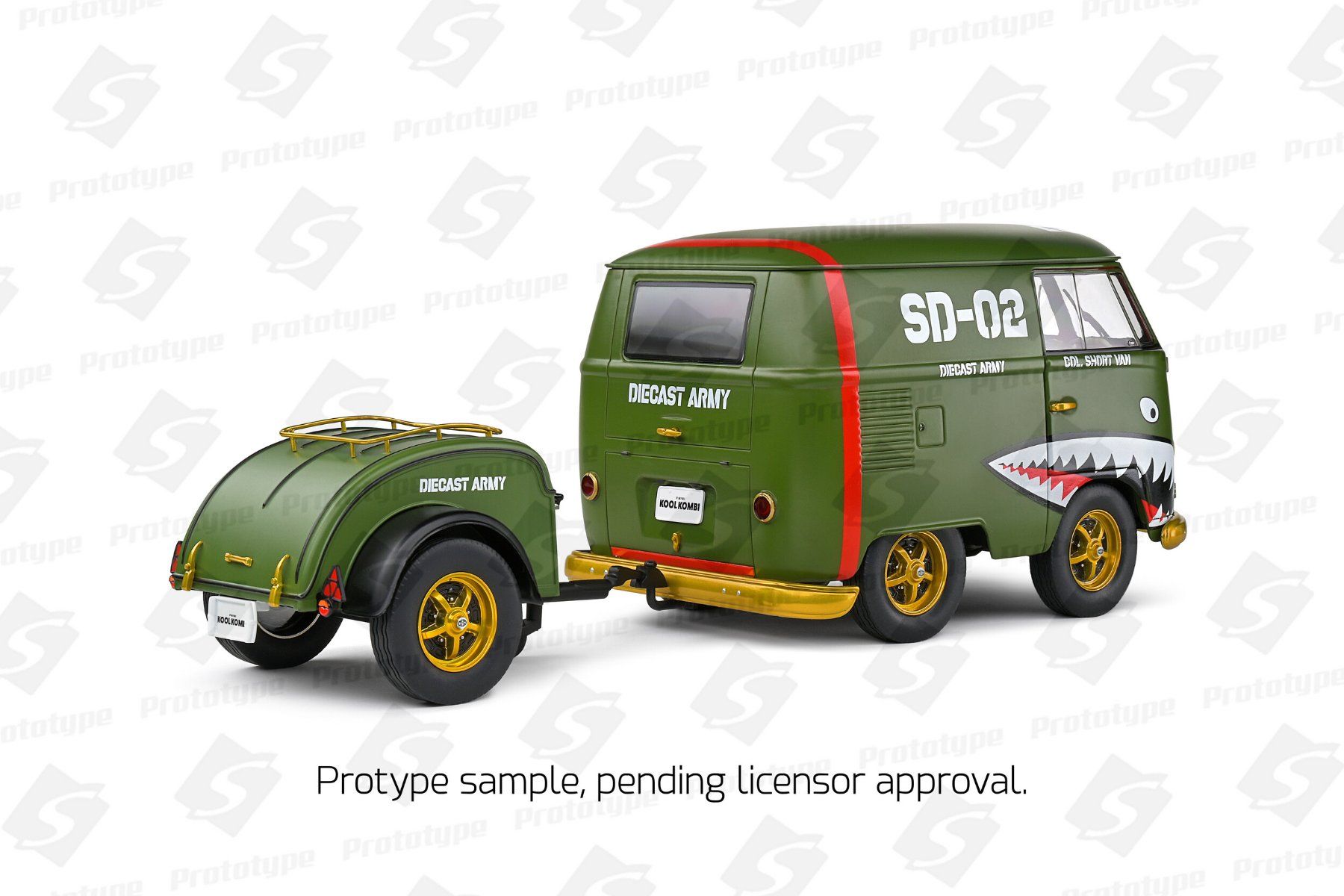 Volkswagen Modellini d'auto: SOLIDO 1/18 VW KOOL KOMBI "ARMY" + TRAILER – Nuovo e nell'imballaggio originale da Splügen venduto da alexrj 2