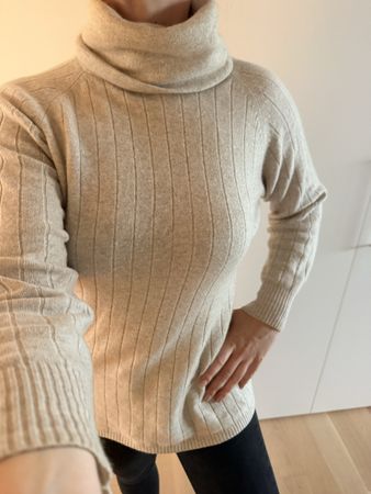 Madeleine Kaschmir Pullover Beige Rollkragen Gr. 38/40 M