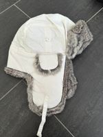 Down Filled Aviator cap with rabbit fur trim