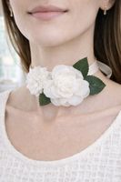 Blumen Choker Halskette Weiß Grün – Stoff