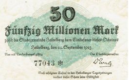 Heidelberg 50 Mil.Mark 24.09.1923 VZ-VZ+