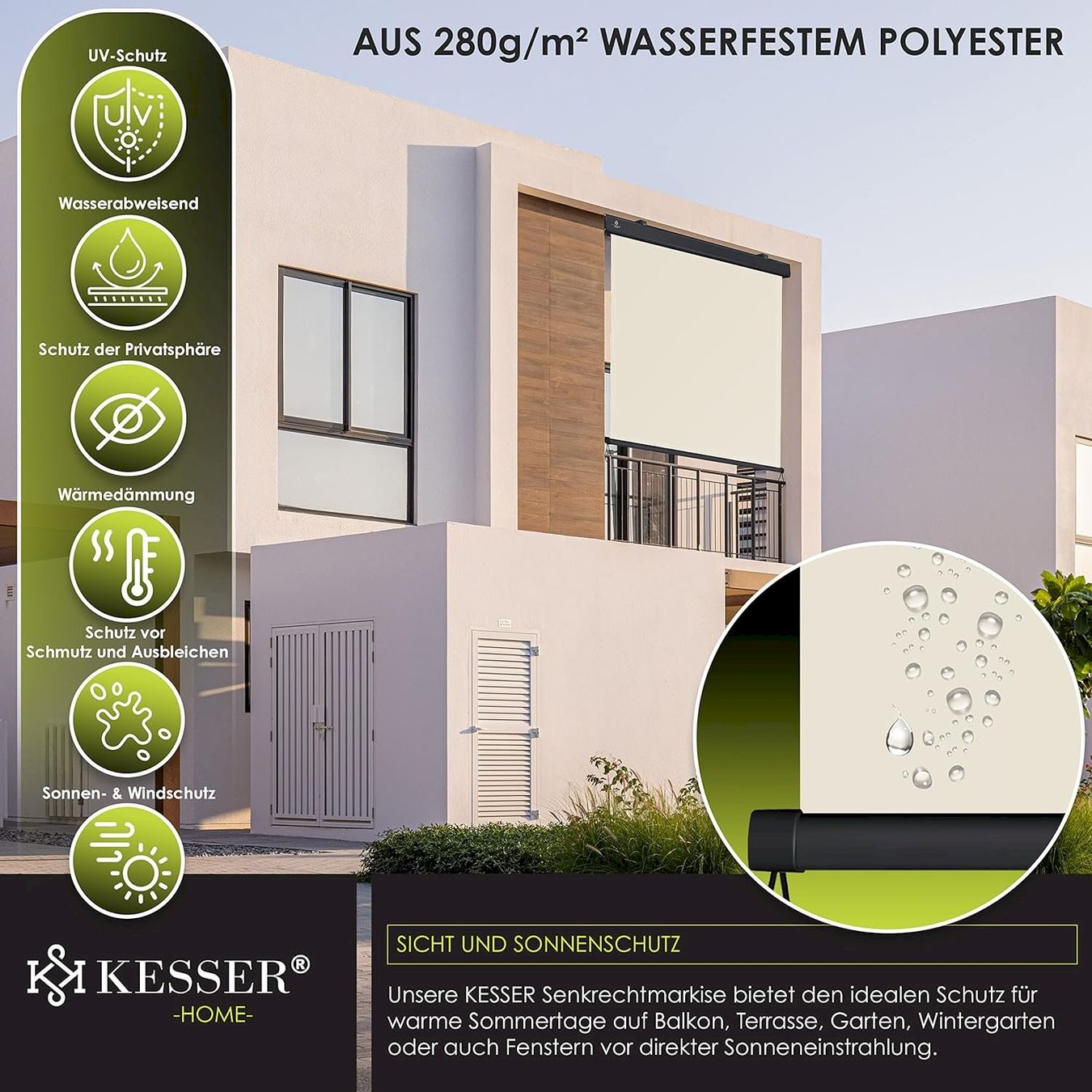 Marquises: Aussen-Senkrechtmarkise 200x250 beige – Neuf avec emballage d'origine à Bottighofen par zaap 5