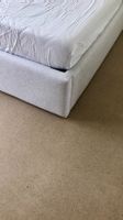 Bettgestell 160 × 200 cm | Chenille-Stoff Ecru | Gepolstert