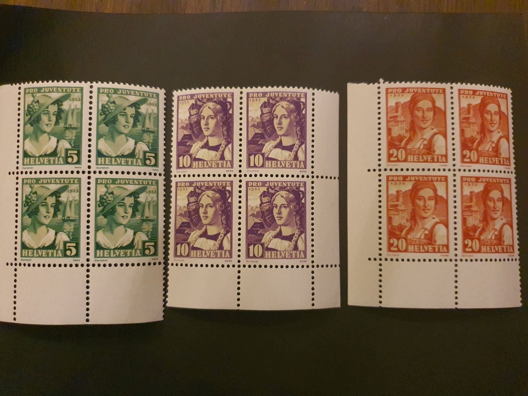 Tutti i francobolli: 1933 pro juventute 3x 4er postfrisch – Usato da Baden venduto da swiss-alps