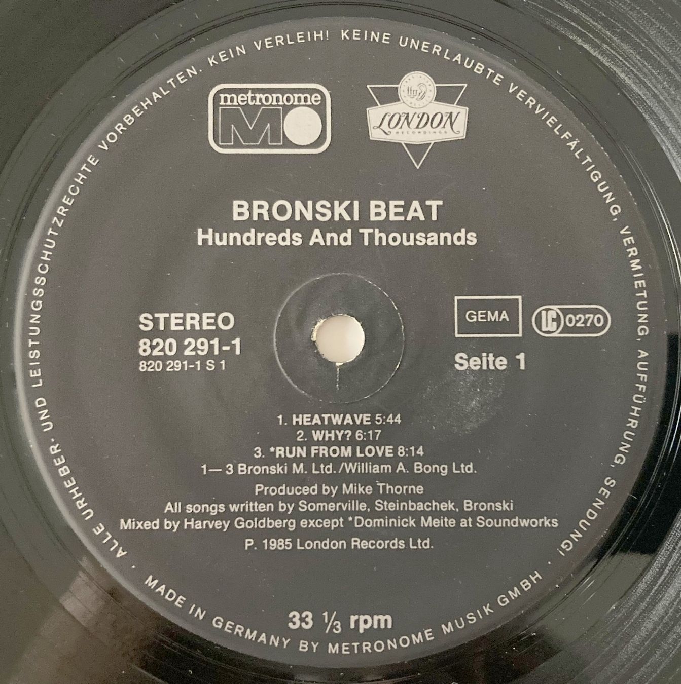 Schallplatten: BRONSKI BEAT - HUNDREDS AND THOUSANDS – Gebraucht aus Bottens von hotter-than-hell 2