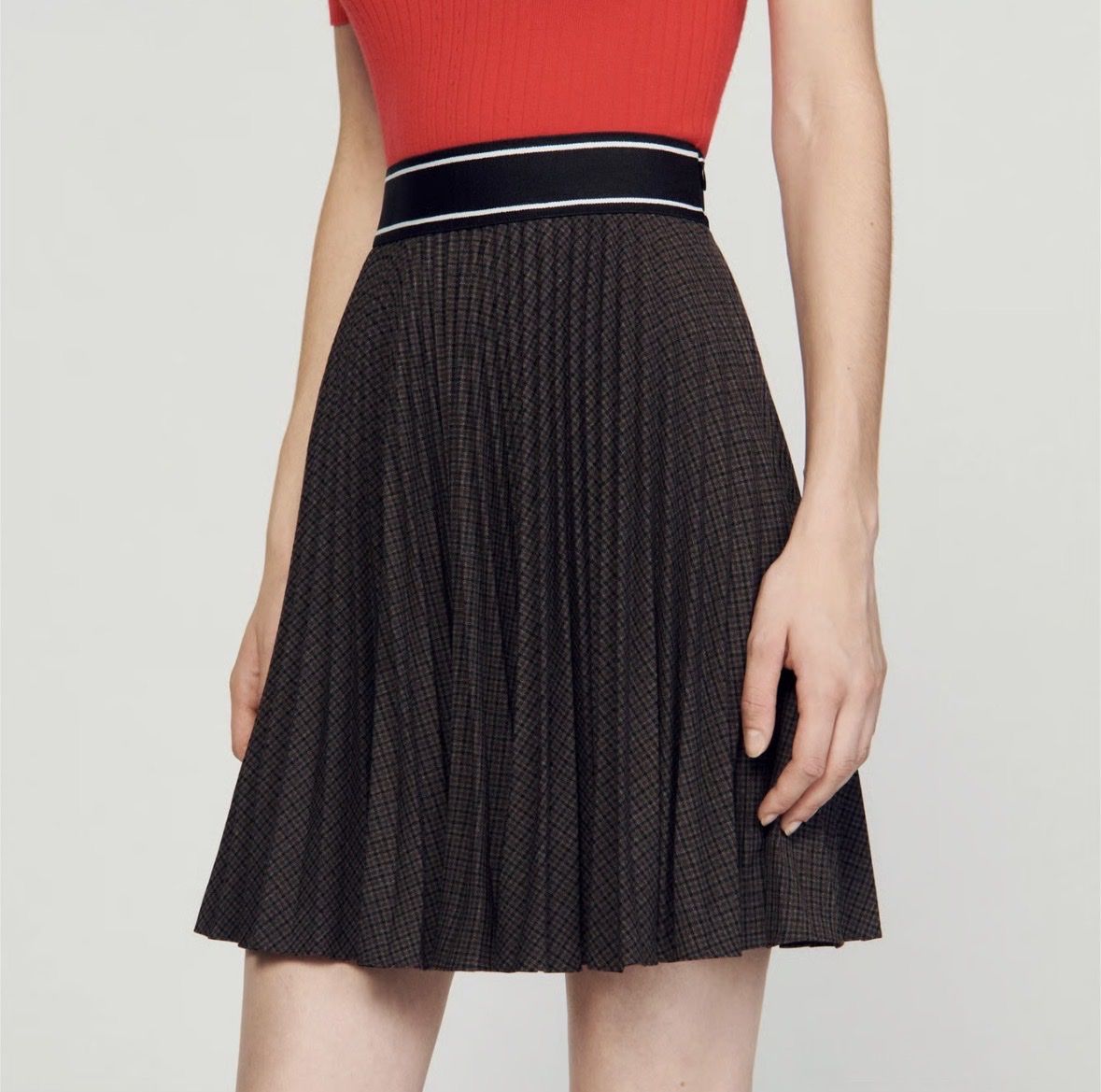 Sandro Gonne: Sandro pleated skirt black patterned with elastic waist – Nuovo e nell'imballaggio originale da Dübendorf venduto da eli_dt6x