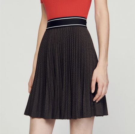 Sandro pleated skirt black patterned with elastic waist