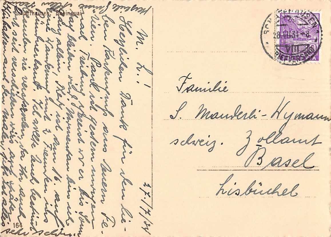 Cartoline postali: 3x GRUSS aus SCHAFFHAUSEN - 1934 – Usato da Winterthur venduto da SchatzchischtliWinti 5