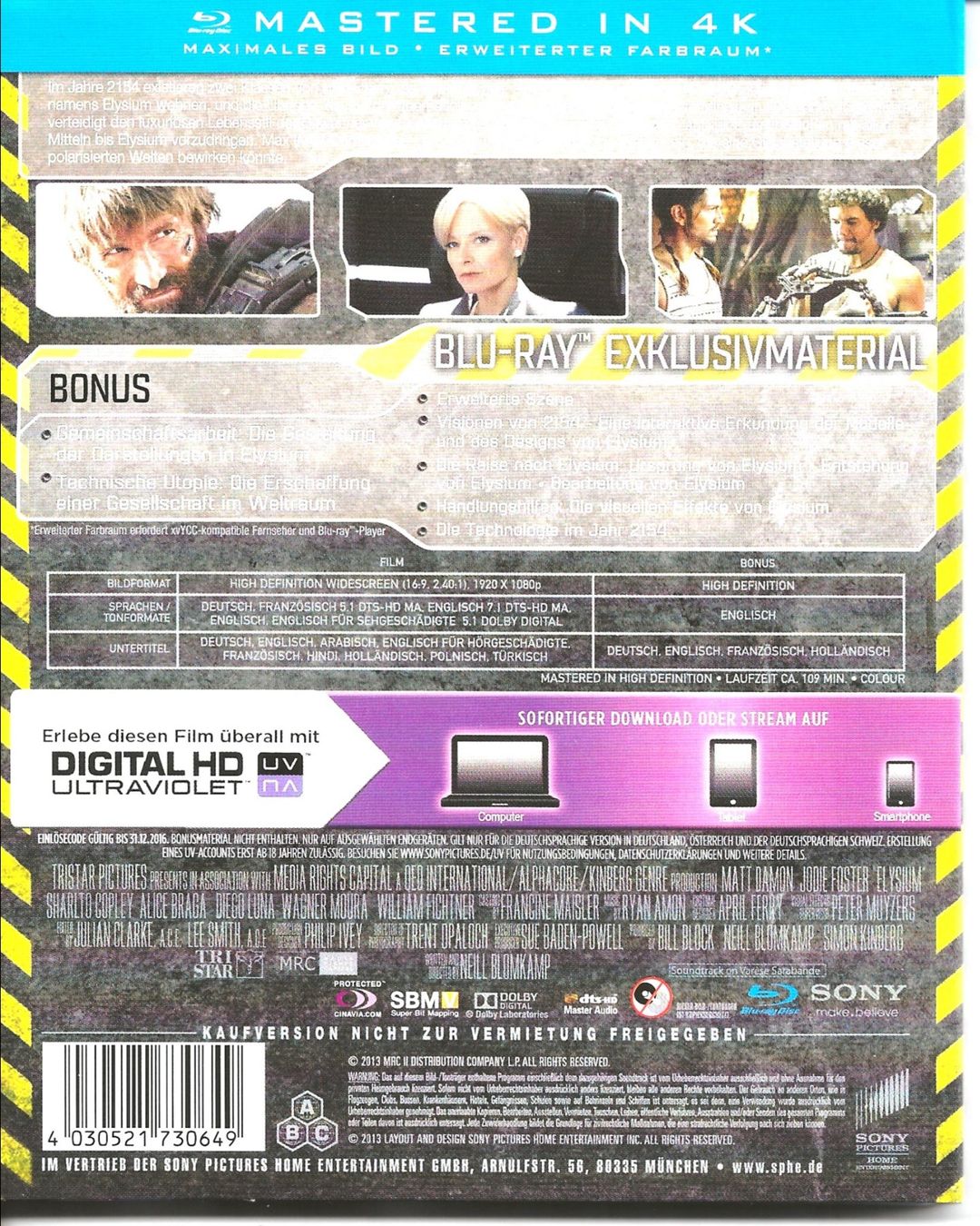 Tutti i DVDs: ELYSIUM -mit M.Damon, J.Foster- – Usato da Reinach BL venduto da studii100 2