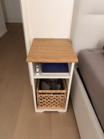 SKRUVBY Beistelltisch mit TÄTING Korb Eiche weiss