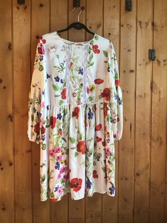 Kleid Blumenmuster Weiss Grösse L Damen Wie neu
