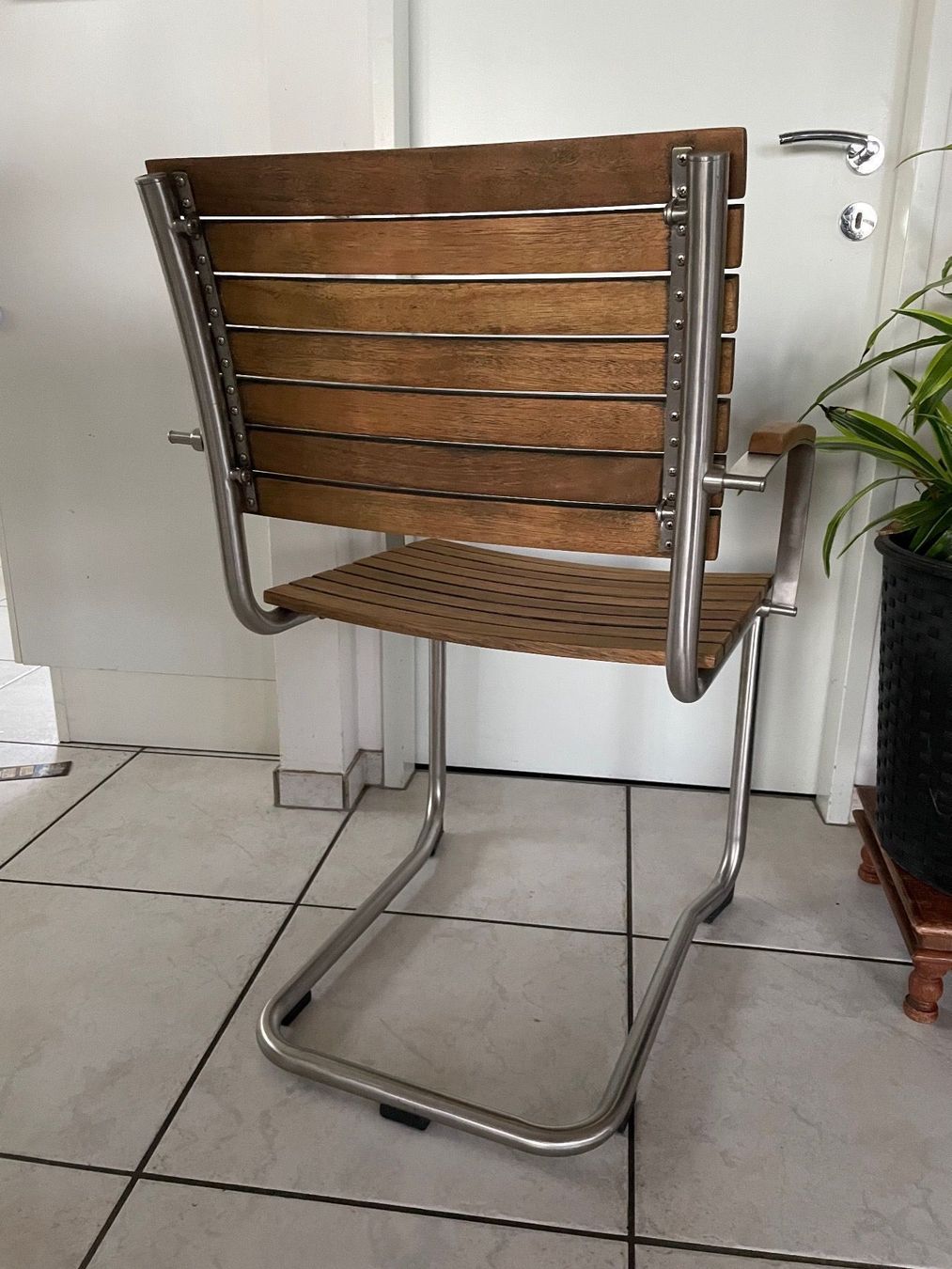 Stühle: Chaise Métallique Design Bois Teck – Gebraucht aus Vallamand von Bricbracbroc82 3