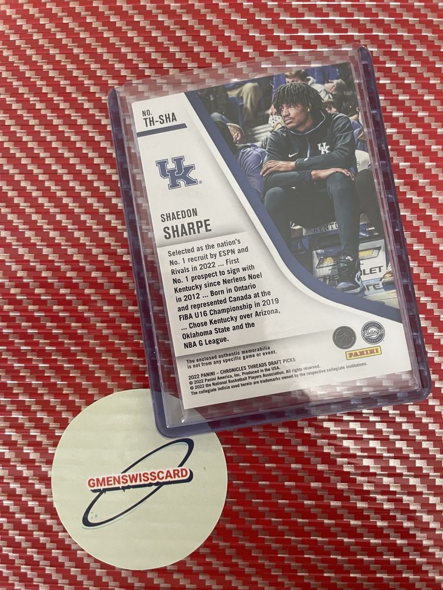 Sammelbilder & Trading cards: Shaedon Sharpe Patch 2022 Threads Jersey Card – Neu (gemäss Beschreibung) aus Wädenswil von Gmenswisscard 1