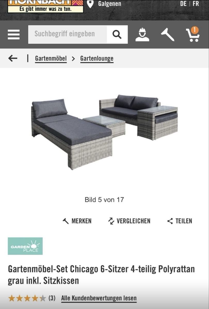 Divani: Gartenmöbel-Set Chicago 6-Sitzer 4-teilig Polyratten grau – Usato da Richterswil venduto da jul_qnt6 3