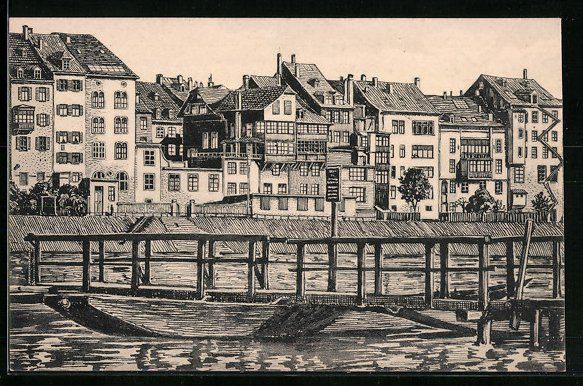 Cartoline postali: Basel, Alte HÄuser am Rhein – Usato da Berlin venduto da bartko-reher