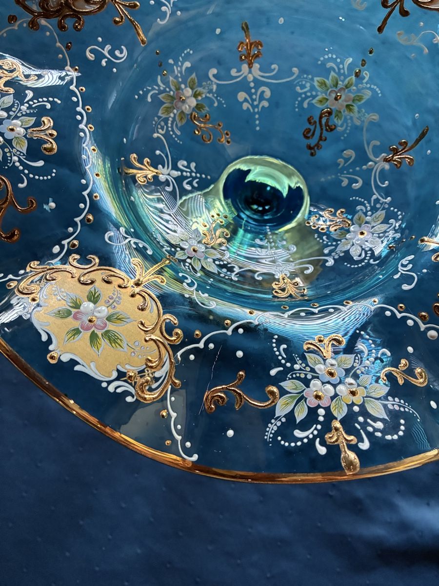 Murano Verres: Murano - Grosse Fussschale blau – D'occasion à Dornach par Rosengarten 6