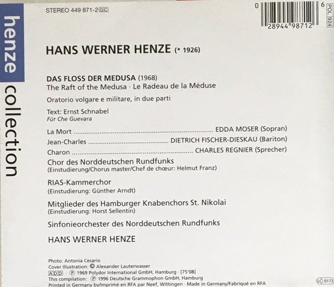 CD: Hans Werner Henze - Das Floss der Medusa – Usato da Grüningen venduto da azulamarillo 1