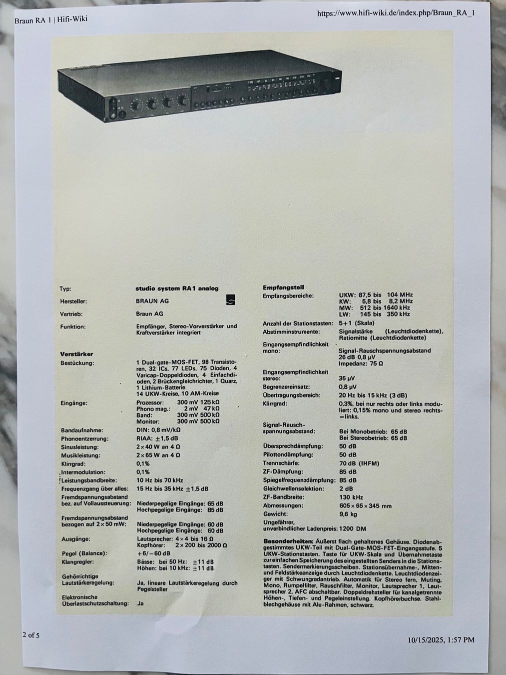 Ricevitori: Braun RA1 1980 – Usato da weggis venduto da Minusio12 8