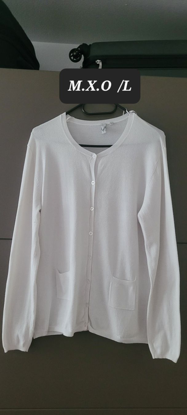Giacche: M.X.O Cardigan blanc  ,elastique ,taille L – Nuovo (secondo la descrizione) da Vevey venduto da x_y_f
