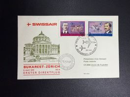 Swissair Erstflugbrief Bukarest-Zürich 1973