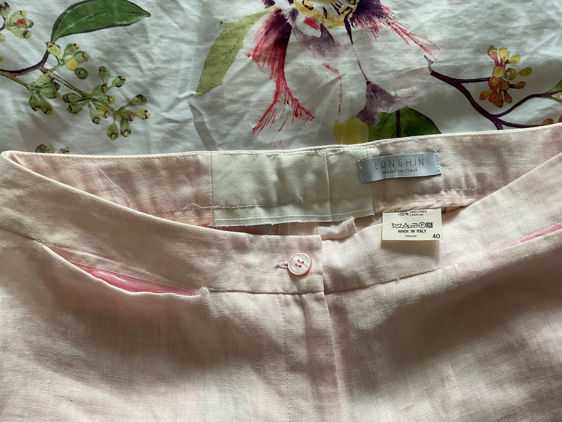 Pantaloni: LONGHIN 100% Leinen Hose Gr 40 hellrosa – Usato da Urdorf venduto da alda02 9