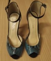 Damen High Heels türkis/schwarz Schlangenoptik Gr. 36 NEU