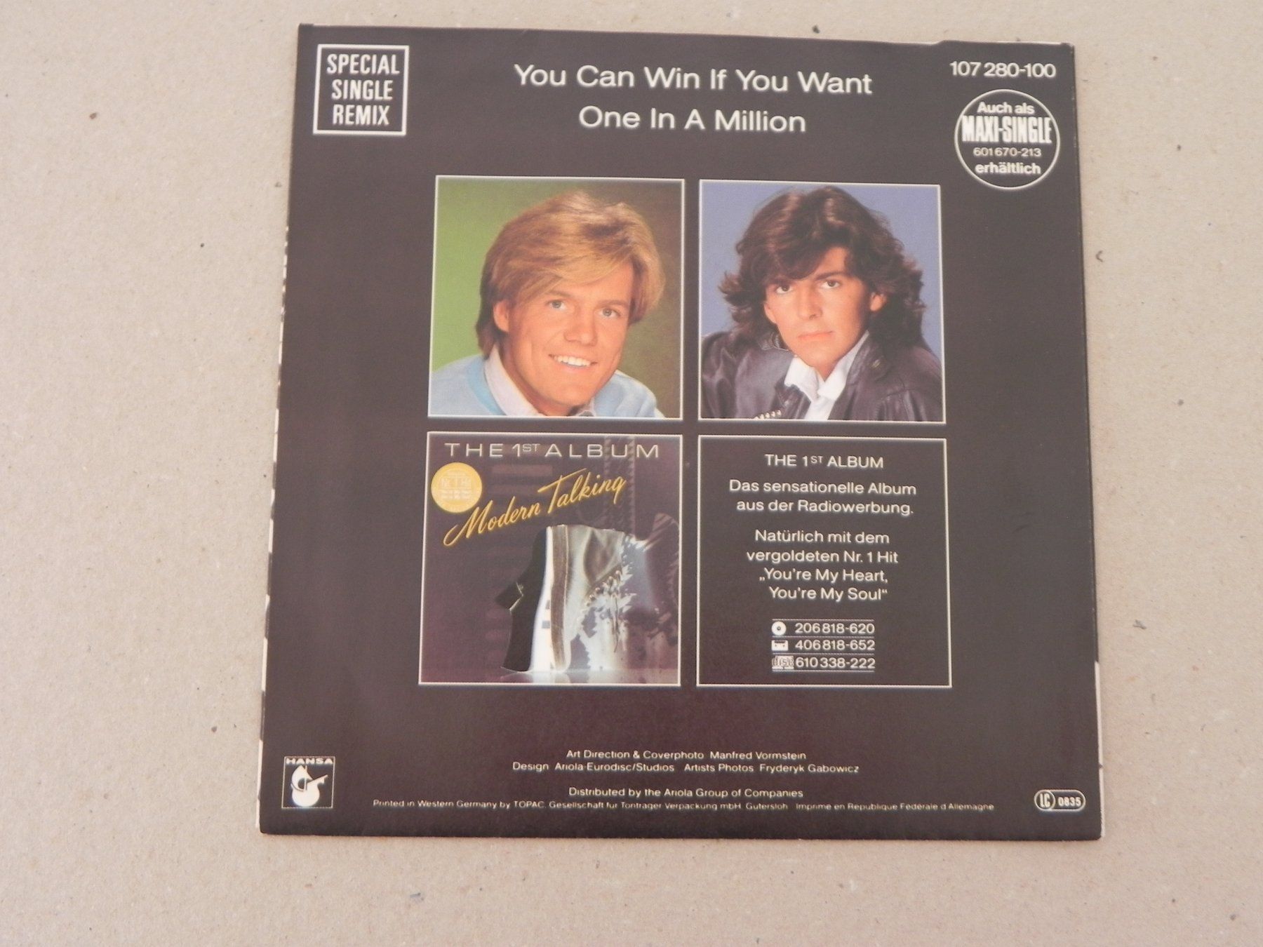 Schallplatten: Single 7 " DE Pop Duo Modern Talking 1984 You can Win if ... – Gebraucht aus Siebnen von krimsie 1