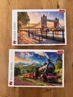2x 1000er Puzzle: Tower Bridge London & Dampflok Alpenfahrt,