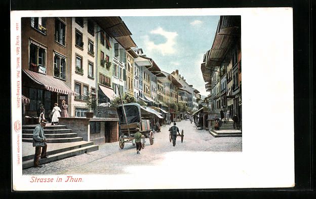 Cartoline postali: AK Thun, belebte Strassenpartie – Usato da Berlin venduto da bartko-reher