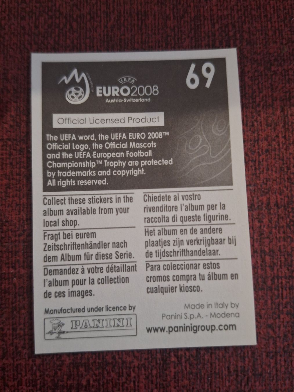 Panini Carte collezionabili: PANINI EM 2008 ALEX FREI Nr. 69 – Usato da Balsthal venduto da roh_dt72 1