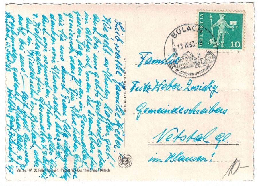 Cartoline postali: Bülach, Rathaus, Oldtimer, gelaufen 1963 – Usato da Frauenfeld venduto da POML 1