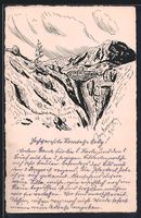 Handgemalt, sign. Fritz Dworzak: Hütte 