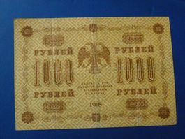 1000 Rubel Geldschein von 1918 - Antike Banknote, Top Zus...