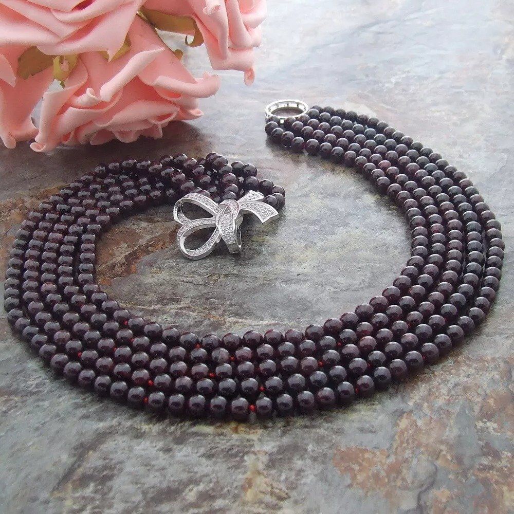 Ketten: Lua Granat Halskette Perle 46cm Collier Noeud Grenat Garnet – Neu (gemäss Beschreibung) aus Prilly von ilyria73 1