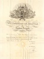 Urkunde Unterlieutnant Pontonier Aargau 1846 Militär Wolff