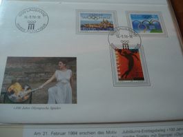 Beleg "Olympia" 1996, 3 Marken Olympia CH