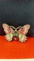 Schmetterling Brosche vergoldet mit Steinen guter Zustand