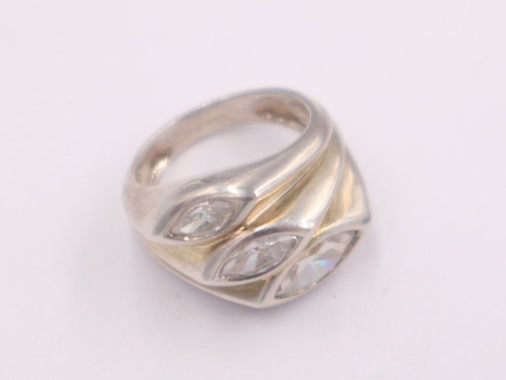 Anelli: Silber Designer Ring Damen Vintage mit 3 Cubic Zirconia gr52 – Usato da Baden venduto da TellsKuchenhaus 1