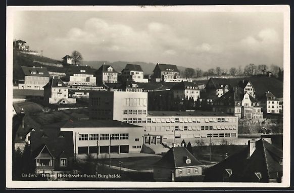 Cartoline postali: Baden, Neues Bezirksschulhaus Burghalde – Usato da Berlin venduto da bartko-reher