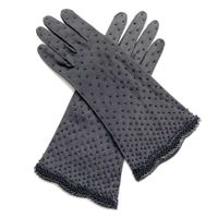 Handschuhe Stoff schwarz mit Perlen bestickt VINTAGE 1970s